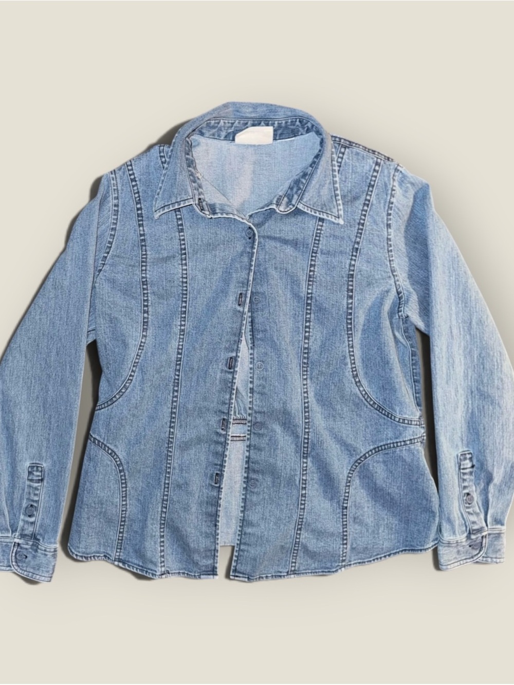 Liz Claiborne Light Blue Denim Jacket with Panel Stitching
